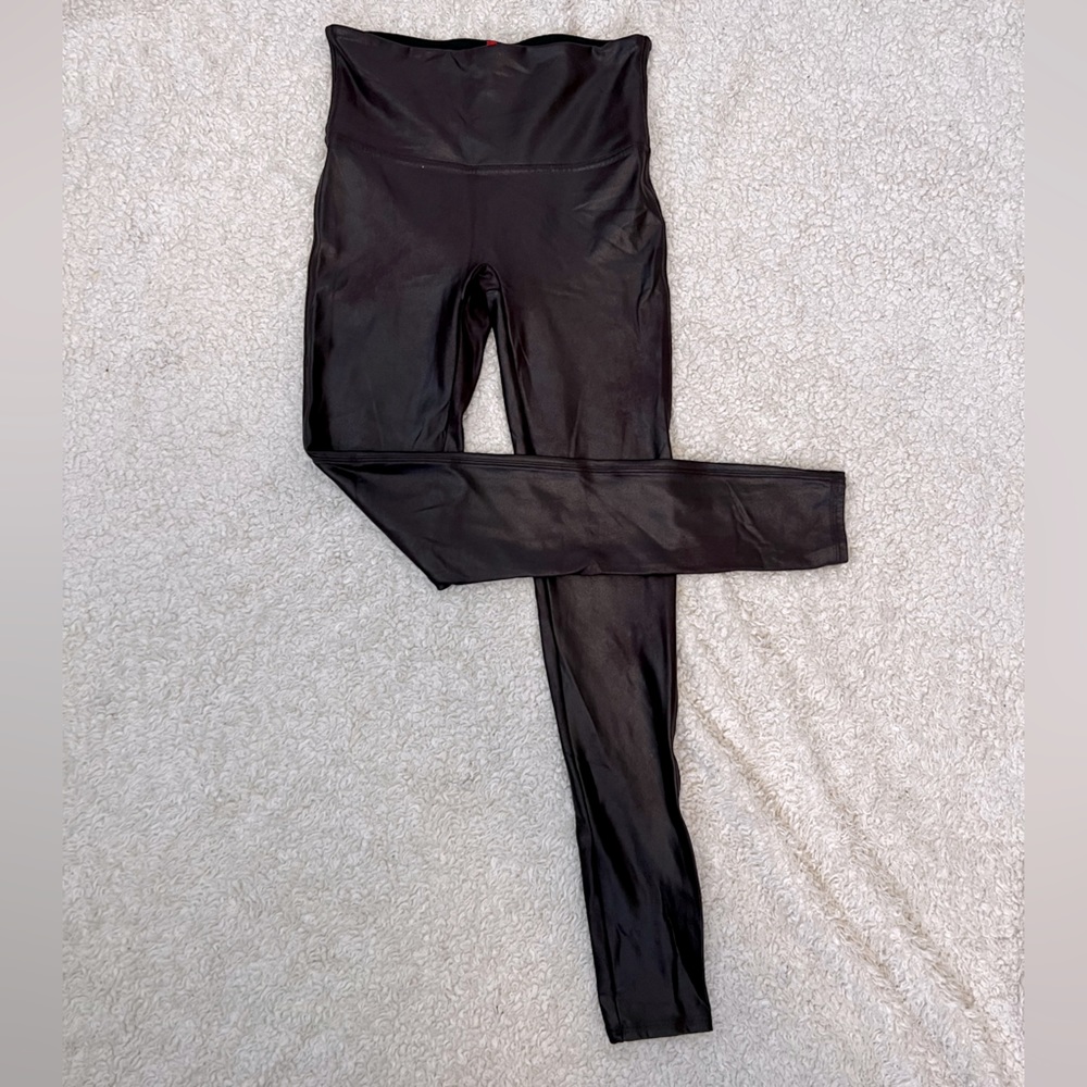 Spanx Faux Leather Leggings - Maroon, Medium